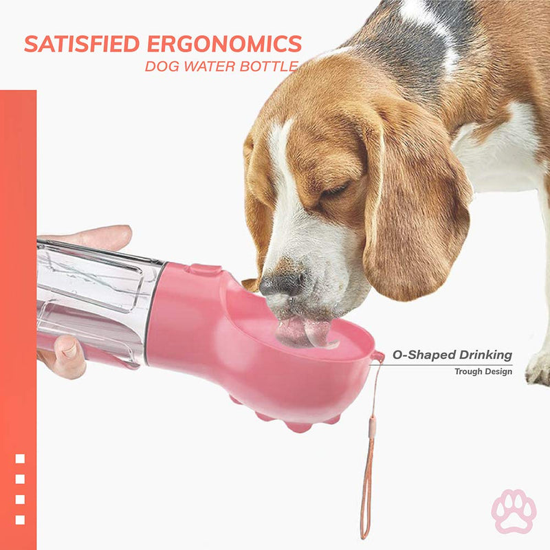 [Australia] - Water Bottle for Dog , Pet Dog Water Bottle Portable Dogs Water Bottles with Poop Shovel and Garbage Bag for Walking, Hiking, Leak Proof Travel Dog Water Dispenser Bottle Bowl Capacity 300ml (pink) 