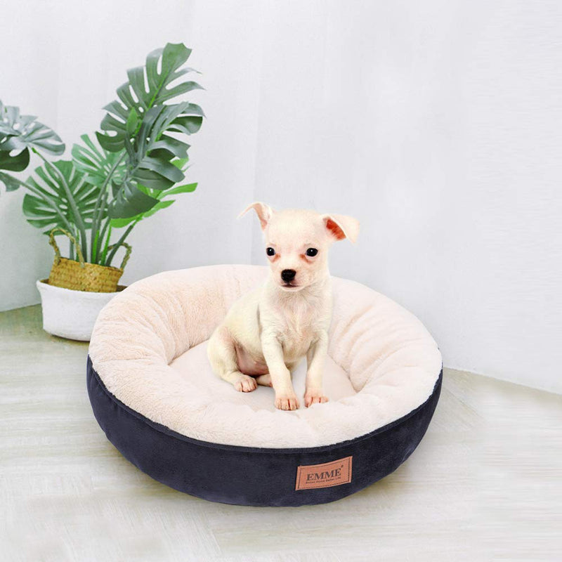 [Australia] - EMME Pet Bed for Cats and Small Dogs 20in Donut Cat Bed Round Shape Dog Beds with Non-Slip Bottom Cozy, Warming and Machine Washable Cuddler Cushion Bed for Puppy Kitten and Newborn Pets Round-20" Navy 