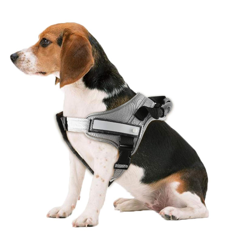 SKYMEE Dog Harness, No-Pull Reflective Adjustable Pet Vest with Handle for Walking Outdoor for Small Medium Large Dogs M(chest: 23"-30") grey - PawsPlanet Australia