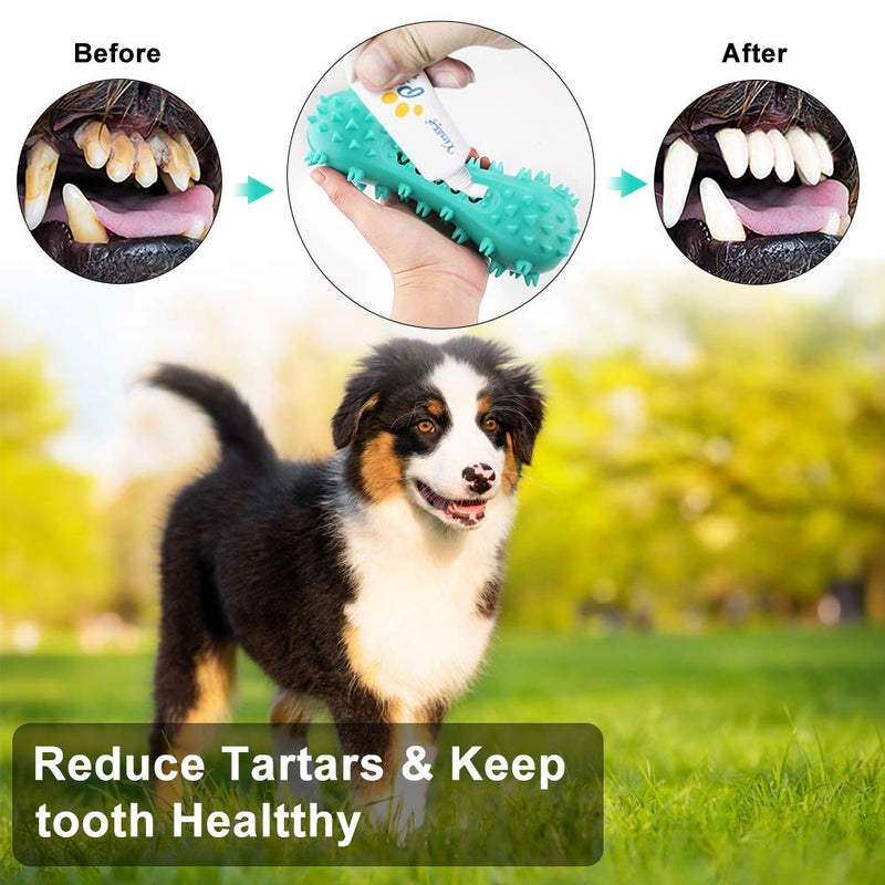 SNUNGPHIR Dog Chew Toy Tough Dog Toothbrush Indestructible Tough Durable Dog Toothbrush Toys Teeth Cleaning Chewing Toy Nontoxic Natural Rubber Pet Training Clicker Beige - PawsPlanet Australia