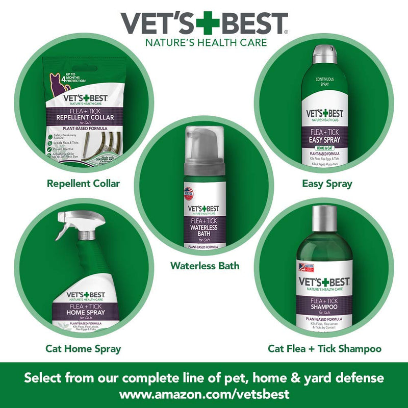 [Australia] - Vet's Best Flea and Tick Waterless Bath Foam for Cats | Flea Treatment Dry Shampoo for Cats | Flea Killer with Certified Natural Oils 5 oz 