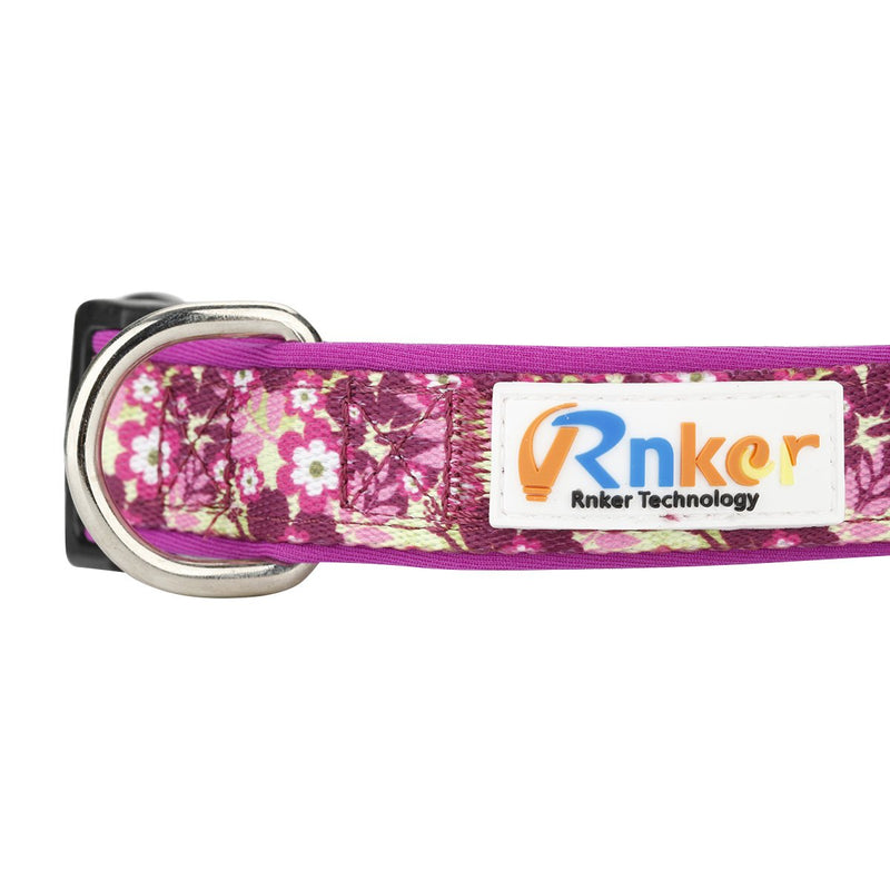 [Australia] - Rnker Dog Collars, Flowers Pattern by hot Stamping, Adjustable Basic Neoprene Padded Dog Collar Small Purple 