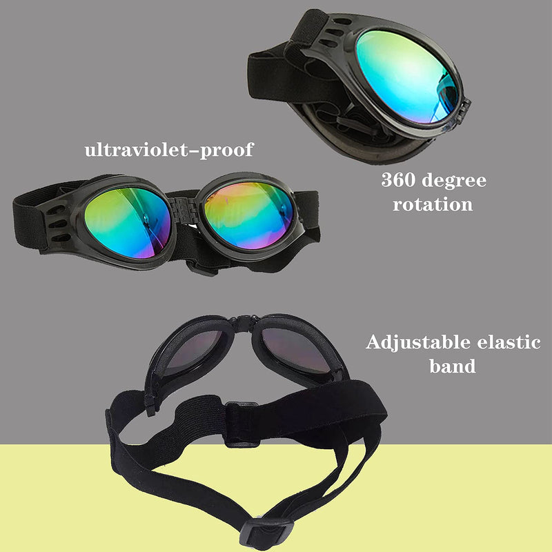 Dog Goggles Pet Sunglasses Adjustable Folding Eye Wear UV Protection Windproof Polarized Sunglasses for Dogs About Over 15 lbs 01 Black + Blue - PawsPlanet Australia