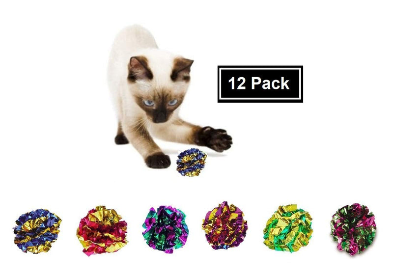 [Australia] - Prairie Horse Supply X Large Premium Mylar Crinkle Balls (7 Pack, 12 Pack, 25 Pack, 36 Pack or 46 Pack) (2.5 Inches in Diameter) Interactive Lightweight Shiny Metallic Cat Kitten Toys Assorted Colors 
