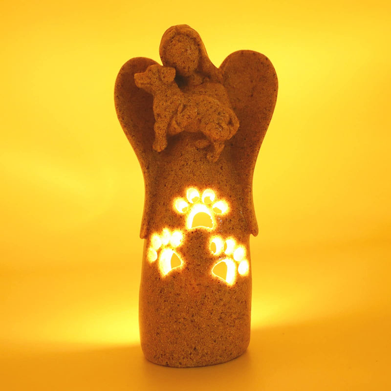 BEARAE Angel of Friendship Dog Memorial Gifts Candle Holder Pet Loss Candle Gifts Sculpted Hand-Painted Figure Sympathy Angel Gift Dog Angel Figurines Decor for Grieving Pet Dog Owners Sandstone - PawsPlanet Australia