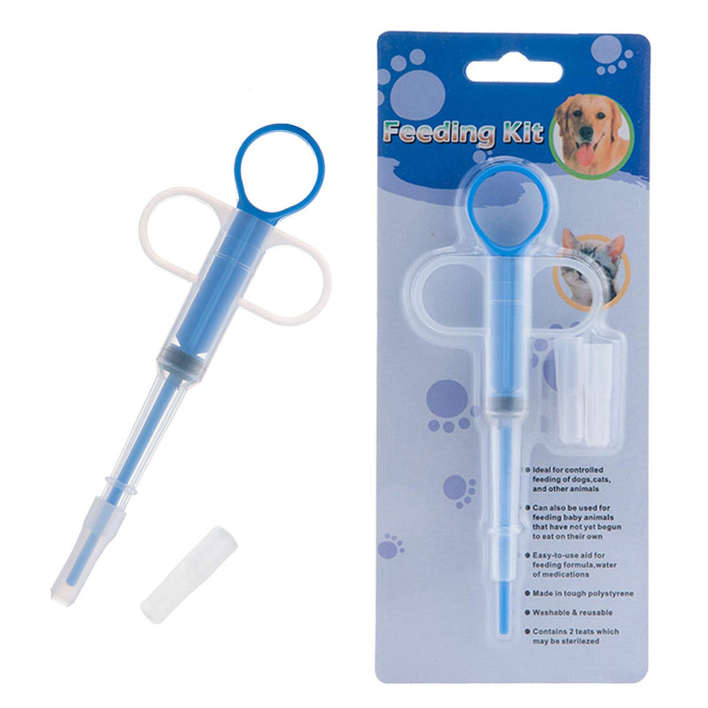 [Australia] - OUOU Pet Pill Dispenser, [2 Pack] Dogs and Cats Medicine Feeder Tool Kit Silicone Syringes for Cats Dogs Small Animals - Super Durable and Reusable Extremely Convenient (Blue) 