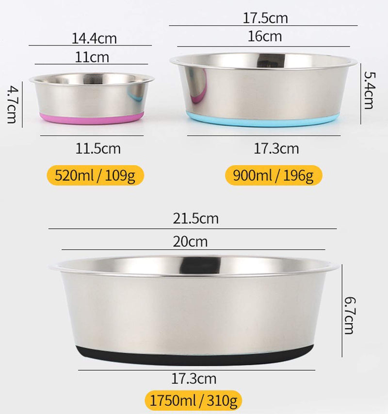 CHICAN 960ML Stainless Steel Dog Bowls, Cat Feeding Bowls, Dog Cat Plate Bowls With Non-slip Rubber Bases, Small Pet Feeder Bowls And Water Bowls (rose Red, M-18cm) rose Red - PawsPlanet Australia