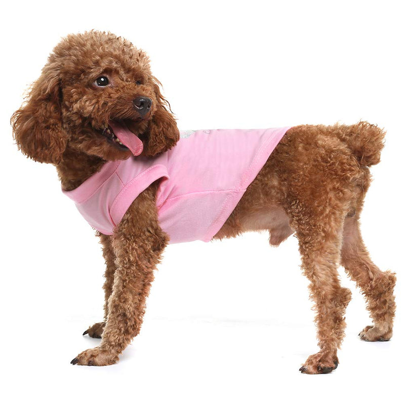 [Australia] - EXPAWLORER Prince Fashion Pet T-Shirt Small Dog Cat Vest Clothes Puppy Costumes for Chihuahua Yorkshire Terrier Light Pink 