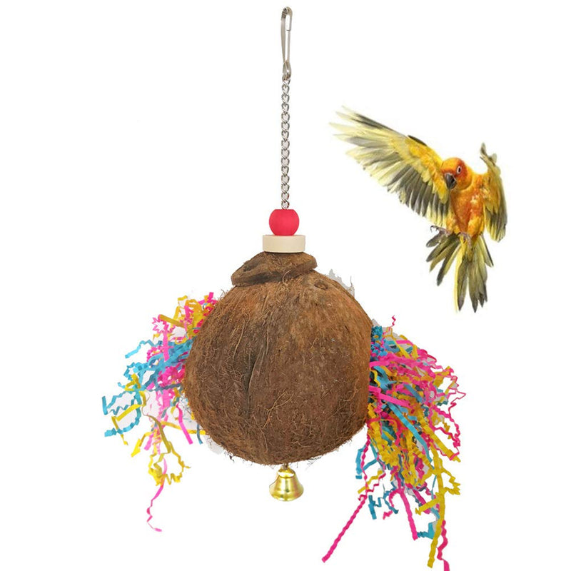 Balacoo Parrot Chew Toys Coconut Shell Swing Toy Hanging Bird Cage Treat Ball for Small Birds - PawsPlanet Australia