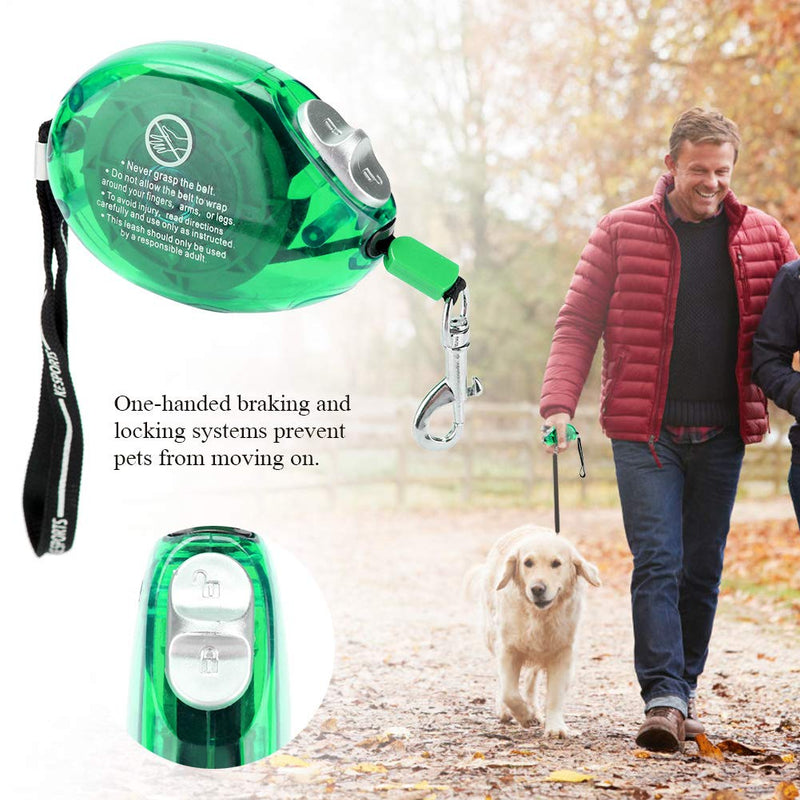 Dog Leash Roll Leash Retractable Dog Leash 7.9ft Dog Leash Jogging Lead Tangle-Free Nylon Leashes for Pets One-Handed Brake Break Lock for Small and Medium Dogs (Green) Green - PawsPlanet Australia