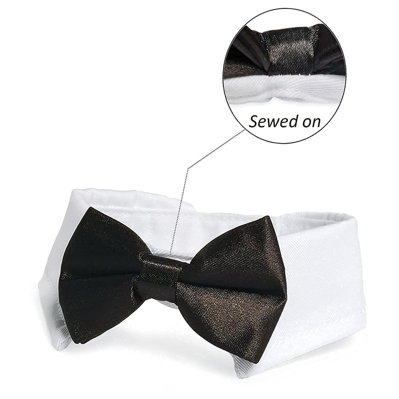 Dog Bow Tie, KOOLMOX Adjustable White Collar with Formal Bow Tie for Pet, Classic Dog Collar Bow Tie for Small Medium Large Dogs Tux Tuxedo Outfits, Wedding Holiday Valentines Costumes Black White 9.2-11.8 Inch (Pack of 1) - PawsPlanet Australia