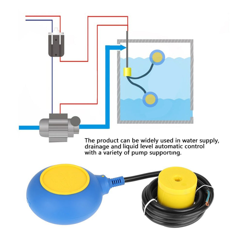[Australia] - Zyyini Liquid Lever Switch, Float Switch Liquid Controller Fluid Water Level Sensor Apparatus with 2m Line, Use for Drainage/Water Supply 