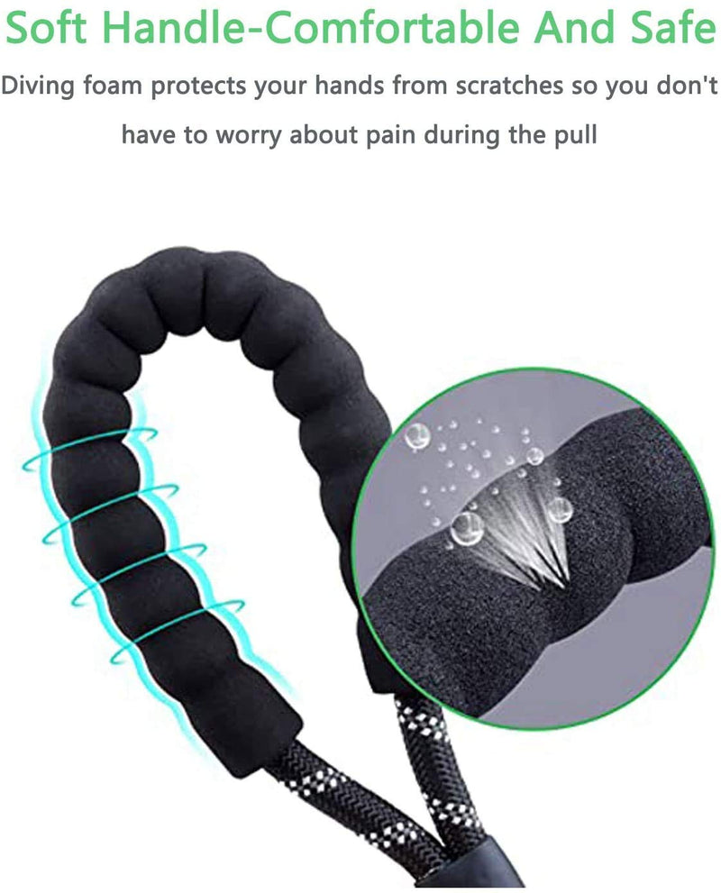 continue Strong Dog Lead with Comfortable Padded Handle, Strong Reflective Stitching of Training Lead for Night Safety, Suitable for Dogs Black - PawsPlanet Australia