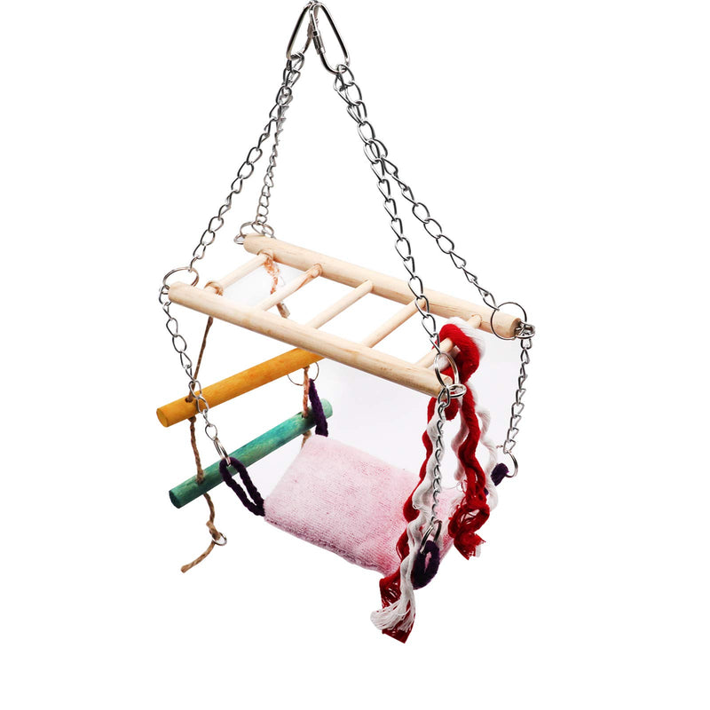 Besimple Pet Parrot Swing Hanging Ladder Colorful Climbing Toys with Hammock for Bird Ferret Parrot Rat Hamster Small Animal - PawsPlanet Australia