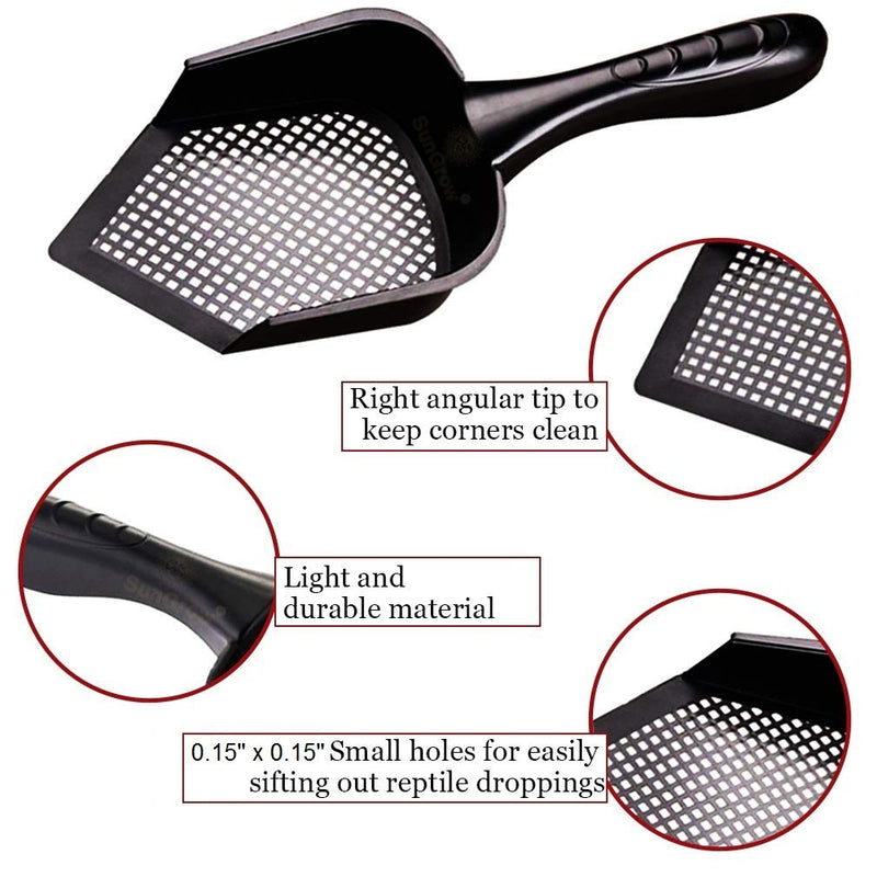 SunGrow Litter Scoop for Rabbits, Black 12" x 5" x 2" Plastic Shovel, Deep Scatterproof Sides, Pointed Edge for Reaching Corners, Ergonomic Handle, Boosts Optimal Pet Well-Being, 1-pc - PawsPlanet Australia