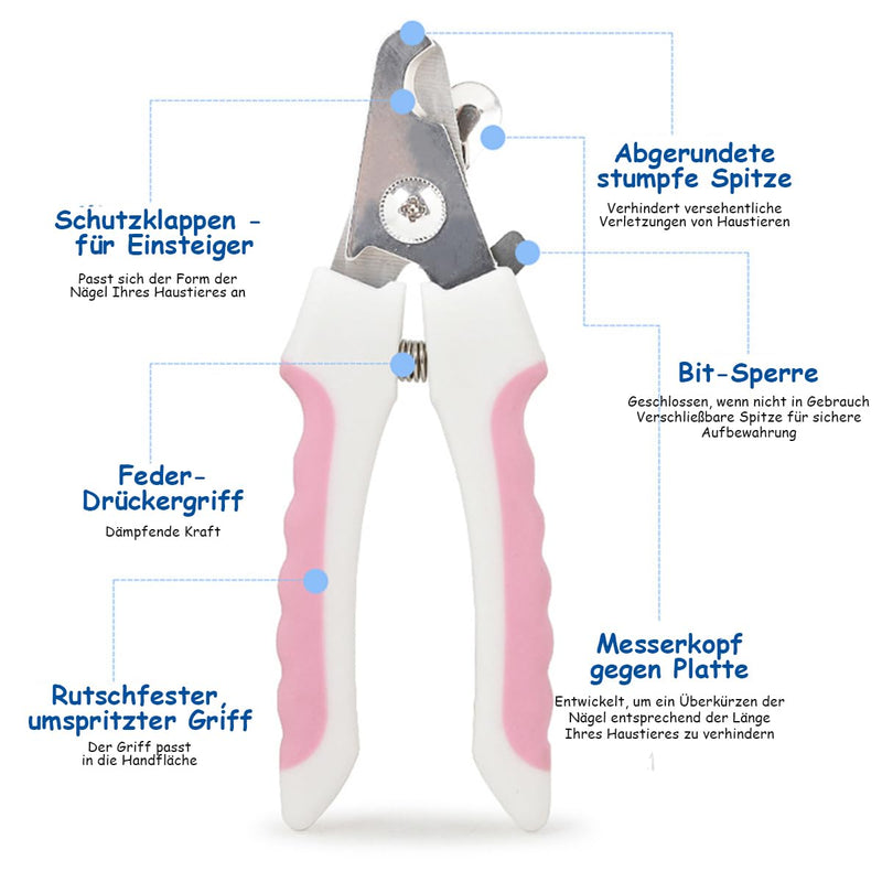 Fokecci Pet Nail Clippers - Claw Grinder for Dogs, Pet Nail Clippers for Dogs, Cats, Birds and Rodents, Pet Nail Cutter, Nail Scissors Set Including Claw File Pink - PawsPlanet Australia