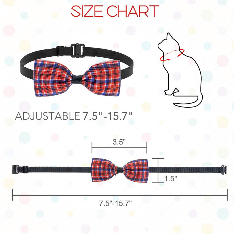 [Australia] - BINGPET Plaid Dog Bow Ties Collar - 12 Pack Adjustable Cat Bow Ties - Pet Bowties Collar for Small Medium Dogs, Puppies and Cats 