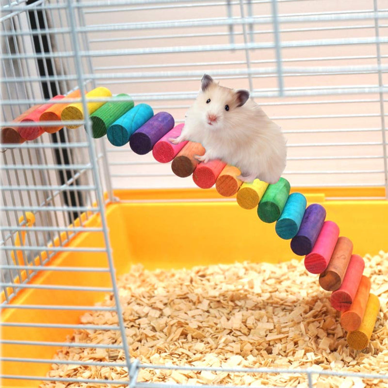 [Australia] - Hamster Bridge Rabbit Bunny Wood Swing Small Pet Ladder Stand Platform Hamster Cage Accessories Wood Bridge for Small Animal Hamster Wooden Toys Bridge Wooden Suspension Swing Flexible (Colored) 