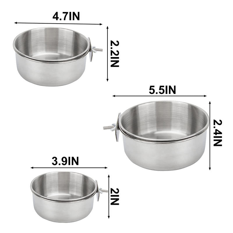 Bird Feeding Dish Cups 3 Pack Parrot Food Bowl Cage with Clamp Holder Stainless Steel Birdcage Coop Water Feeder for Cockatiel Conure Budgies Parakeet Macaw Finches Lovebirds Small Animal - PawsPlanet Australia