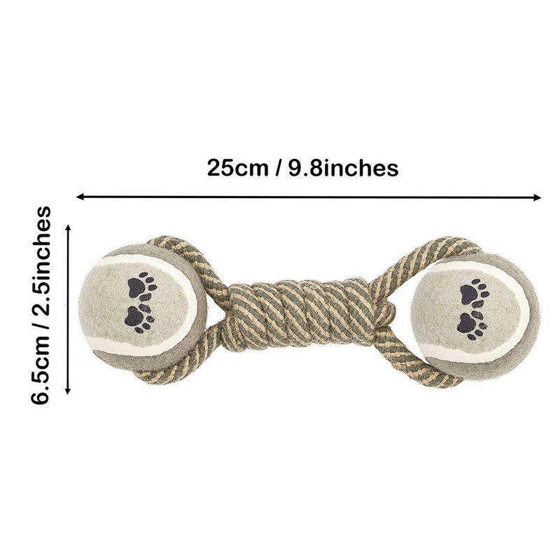 BINGXIAN Dog Chew Toys, Dog Rope Toy Ball Double Tennis Toy Cotton Rope, Interactive Dog Toys for Small Medium Dogs Puppies Training Playing Teeth Cleaning Brown - PawsPlanet Australia