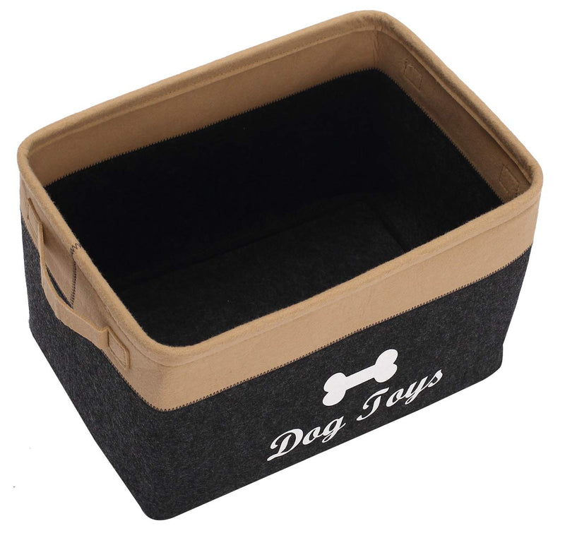 Xbopetda Fiber Felt Dog Storage Basket, Pet Toy and Accessory Storage Bin, Pet Bed, Pet Toy Box - Perfect for Organizing Dog Toys/Clothes/Blankets/Treats-Dark Grey/Khaki Dark Grey/Khaki - PawsPlanet Australia