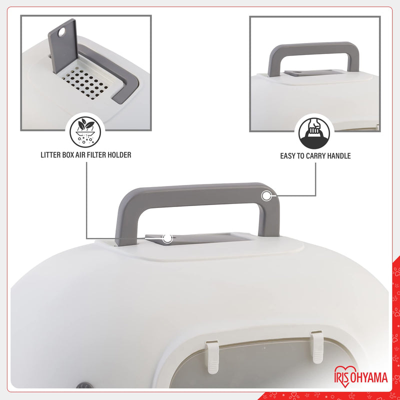 Iris Ohyama, Cat Litter Box, Closed Cat Litter Box, Scoop, L40 x D51 x H39 cm, WNT-510, Gray WNT-510, Closed / Wide - PawsPlanet Australia