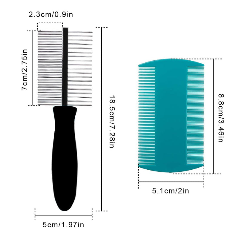 1 piece 2-in-1 stainless steel pet comb, cat comb with double-sided metal rounded teeth, stainless steel pet grooming comb, with 1 piece plastic lice comb, double-sided flea comb, for cats and dogs - PawsPlanet Australia