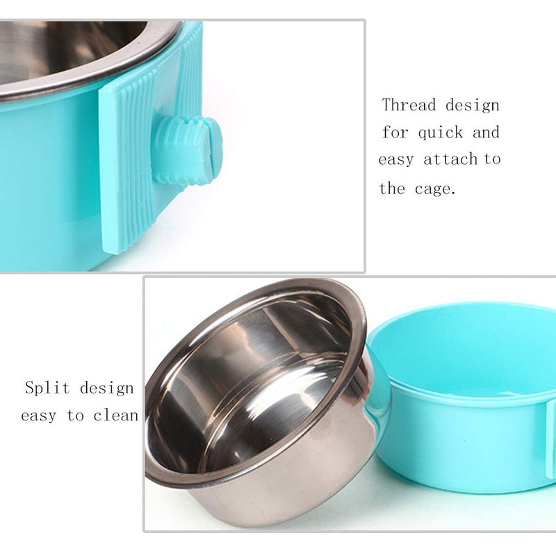 Pet Hanging Bowl 2-in-1 Removable Stainless Steel Food Hanging Bowl for Puppy/Cat, Andiker Pet Bowl Hanging Cage Large Water Food Feeder for Dogs Cats (small, blue) small - PawsPlanet Australia