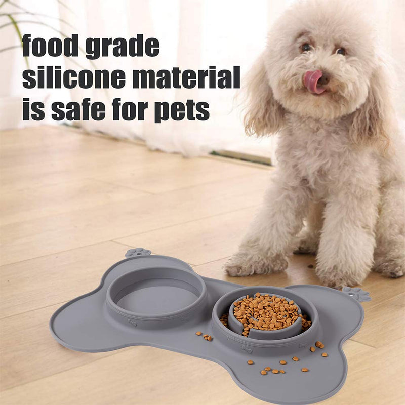 Blingbin Slow Eating Pet Bowls, 2-in-1 Dog Food Bowl, Dog Food Mat Pet Double Bowl Silicone Dog Bowls Anti-Choking Dog Feeding Mat, Hedgehog Bowl Cat Bowls With Stand, 20.44 * 13.76 inch - PawsPlanet Australia