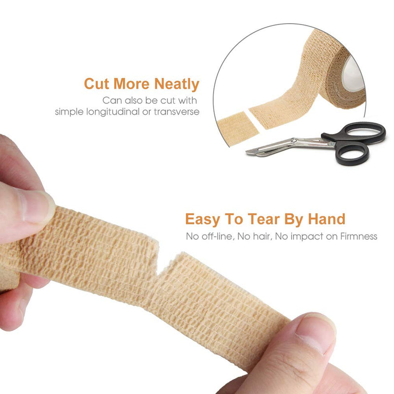 AUPCON Pet Vet Wrap Cohesive Bandages Self Adherent Bandage First Aid Sports Wrap Bandages (2.5cm 24 Roller Beige) 2.5cm 24 Roller Beige - PawsPlanet Australia