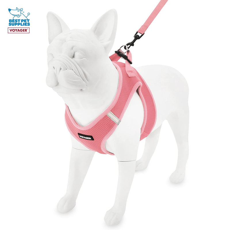 Voyager Step-in Air Dog Harness - All Weather Mesh Step in Vest Harness for Small and Medium Dogs by Best Pet Supplies M (Chest: 16 - 18") Pink Matching Trim (Leash Bundle) - PawsPlanet Australia