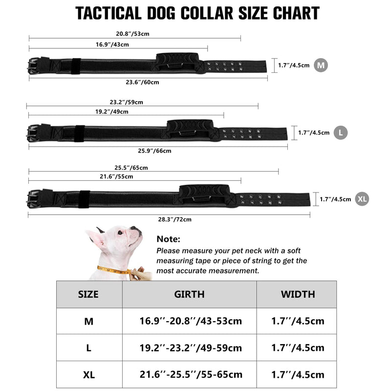 Upgrade Tactical Dog Collar with Control Handle, Soft Padded Nylon Dog Collar Adjustable Collar for Medium Large Dogs - Reflective for Training (XL, Black) XL - PawsPlanet Australia