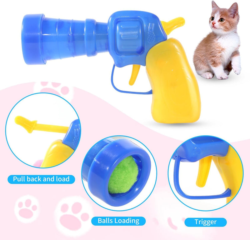 SXFENG Cat Toy, Interactive Cat Toy, Cat Toy Balls with Cat Toy Launcher, Cat Toy for Cats and Kittens, Toy for Indoor Pets, Cats, Dogs (50 Balls) - PawsPlanet Australia