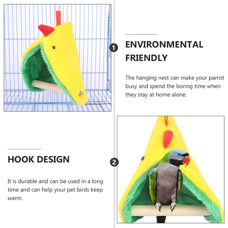 POPETPOP Bird Winter Plush Hut with Wooden Perch Stand - Parrot Sleeping Hammock Bed for Hamster Budgies Parakeet Cockatiels Cockatoo Lovebird - PawsPlanet Australia