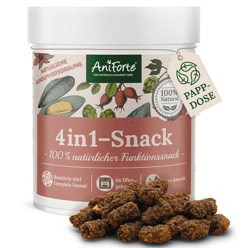 AniForte 4in1 snack for dogs 300g - natural all-round care for joints, immune system, digestion, fur & skin, stomach & intestines, grain-free, proven with green-lipped mussel powder, inulin, rose hip - PawsPlanet Australia