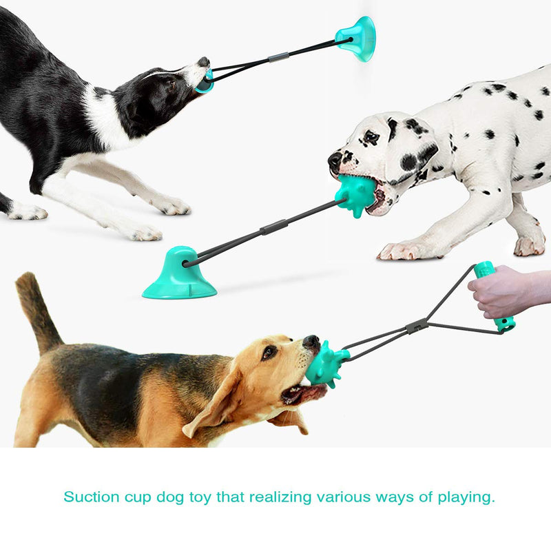 WR WPAIER Dog Molar Bite Toys, 4 in 1 Dog Chew Toys Dog Rope Toys Pull Interactive Rubber Ball Toys with Suction Cup for Pulling Chewing Teeth Cleaning - PawsPlanet Australia