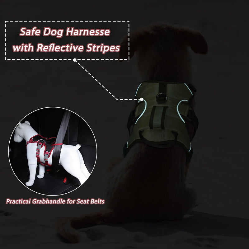 Hjumarayan Dog Harness - Reflective Harness Dog Waterproof Safety Harness Dog with Handle, Anti Pull Dog Harness Adjustable Dog Harness for Large Dogs, Black L - PawsPlanet Australia