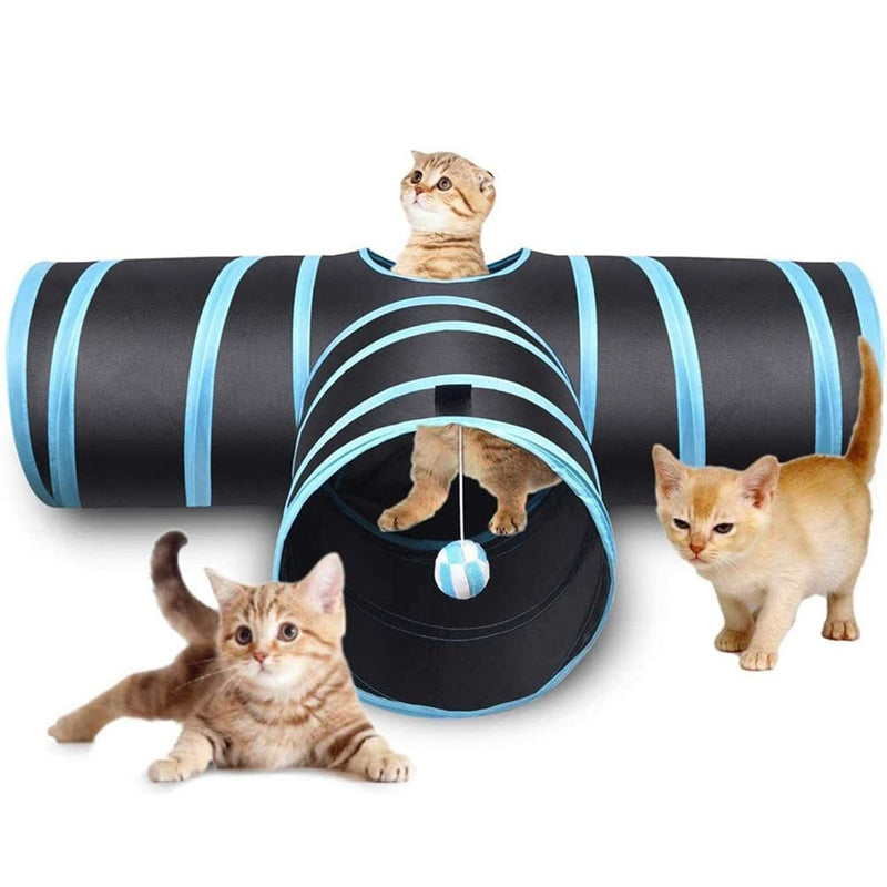 Alnicov Cat Tunnel Toy 3 WayT-Shaped Cat Tunnel Toys Outdoor Collapsible Crinkle Pet ToyLarge Indoor Foldable Play Tunnel Tubes - PawsPlanet Australia