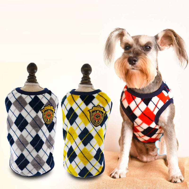 [Australia] - HAPEE Pet Clothes The Diamond Plaid Cat Dog Sweater,Dog Accessories,Dog Apparel,Pet Sweatshirt 23-Navy Back Length 14" 