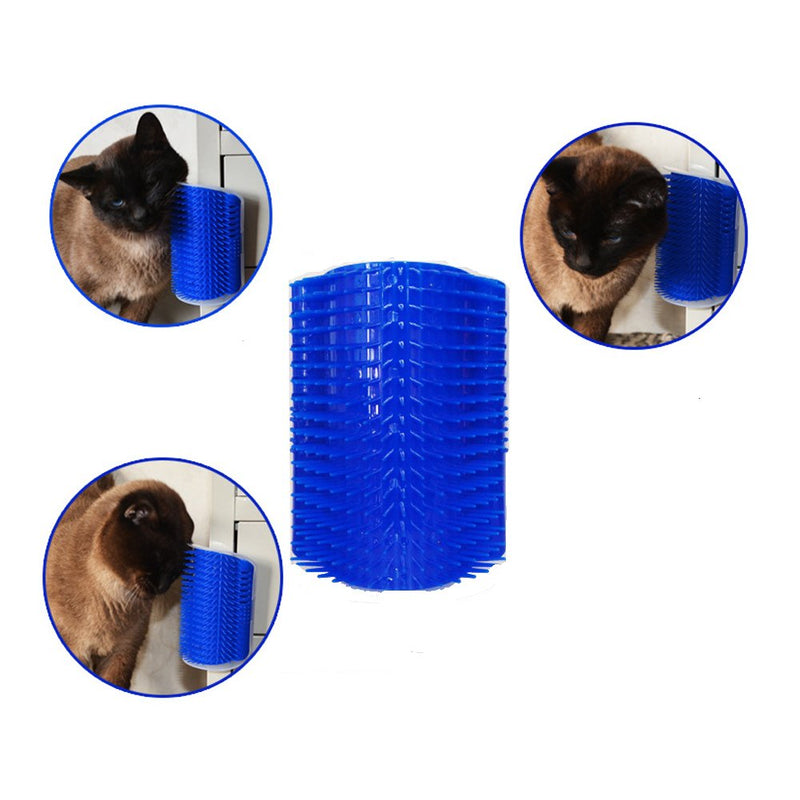 [Australia] - Homiego Cat Self Groomer with Catnip, Cat Corner Massage Brush Grooming Comb Toy Tool for Cats with Long & Short Fur (Blue) 