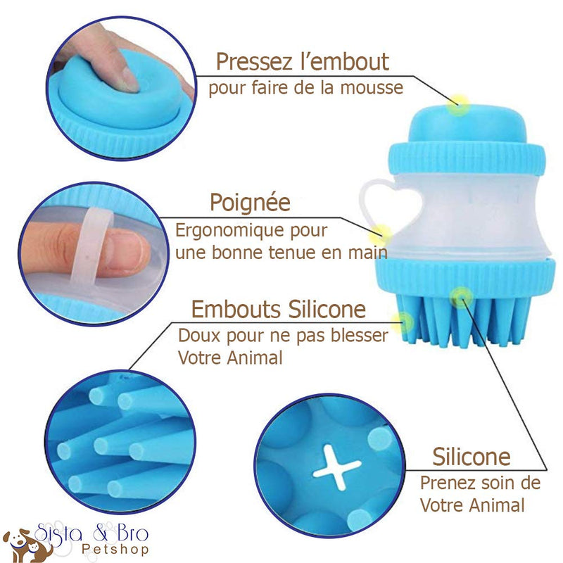 Sista & Bro Petshop Brush Shampoo Dog Cat Soft Silicone Accessories Grooming Shower Dog Cat Pet Brush Comb Shower Bath Massage Cat Dog with Tank Diffusion Shampoo - PawsPlanet Australia