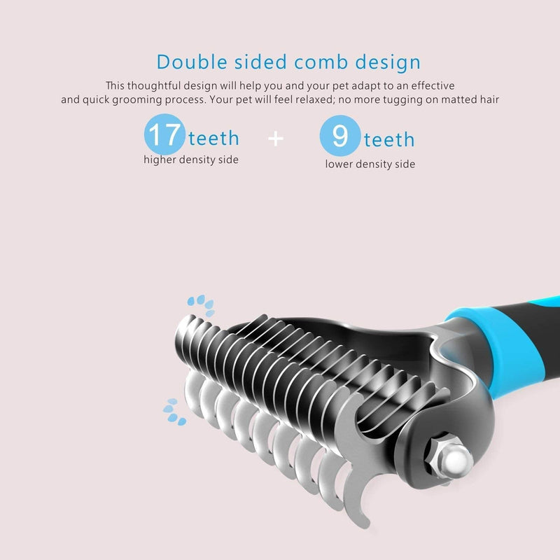 Dog Brush and Cat Brush Special for deshedding Pet with Thick, Medium, Long, Curly, and Wiry Hair -2 Sided Pet Grooming Tool, Mats & Tangles Dematting -No More Nasty Shedding and Flying Hair - PawsPlanet Australia
