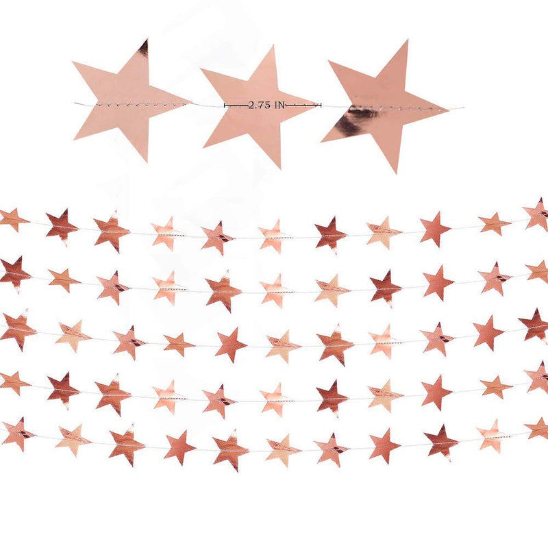 4 Pack Glitter Star Paper Garland Hanging Decoration for Wedding Birthday Christmas Festival Party (Rose Gold) Rose Gold - PawsPlanet Australia