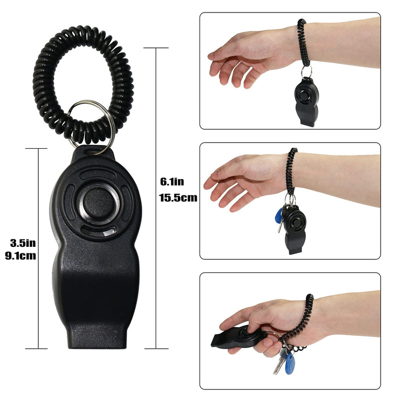 BESUNTEK Dog Training Clicker, 2 in 1 Pet Training Whistle and Clicker Pet Training Tools with Wrist Bands Strap for Dog Puppy Cat,2pack Black + White - PawsPlanet Australia