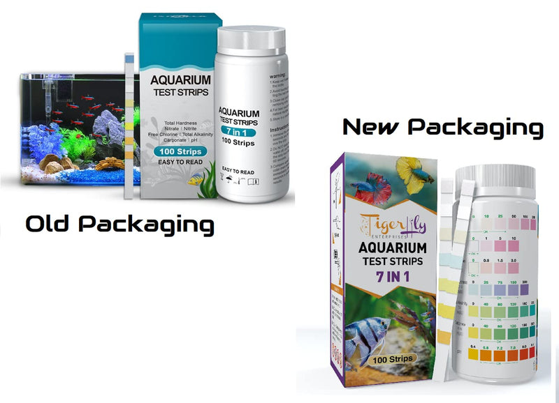 Tigerlily Enterprises 7 in 1 Aquarium Water Testing Kit, Fish Tank Test Strips for Freshwater & Saltwater Aquariums. To Quickly and Accurately Detect GH, NO2, NO3, CL2, KH and pH - 100 Strips. 100 7-in-1 Test Strips - PawsPlanet Australia