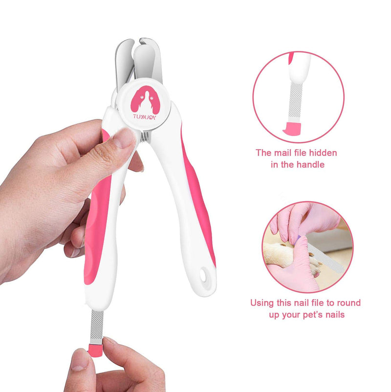 YouCut Dog Nail Clippers and Trimmers,Professional Grooming Tool with Safety Guard to Avoid Over Cutting,Free Nail File,Razor Sharp Blade,Sturdy Non Slip Handles for Large and Small Animals Light Pink - PawsPlanet Australia