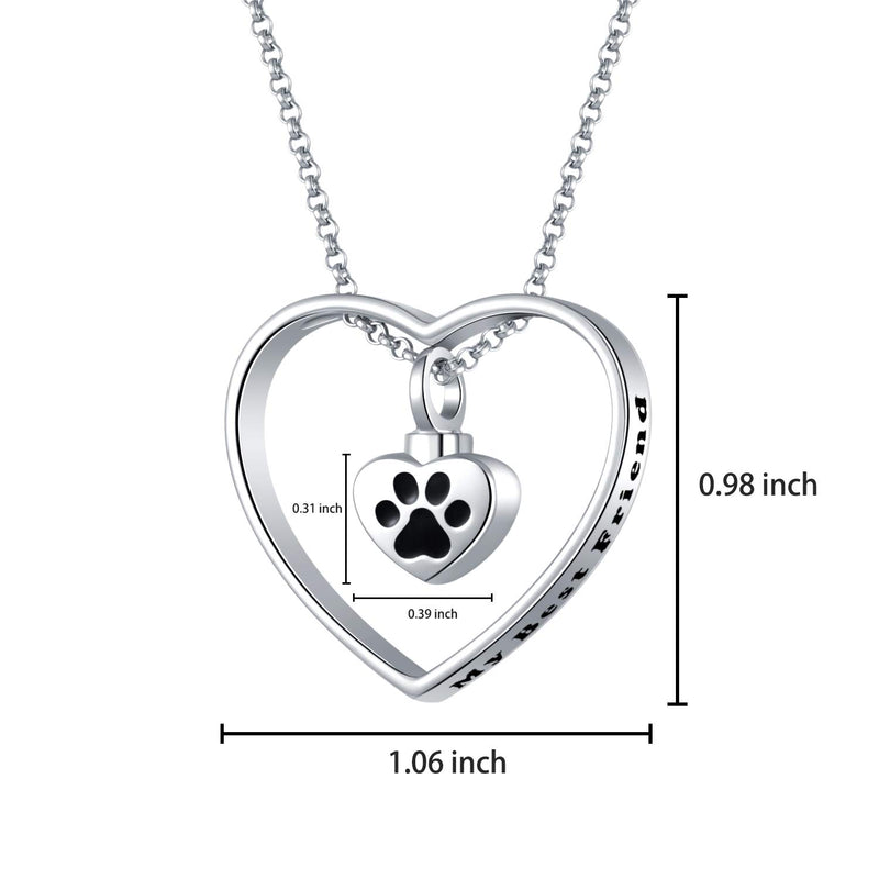 [Australia] - JXJL Heart Cremation Urn Necklace for Pet/Dog/Cat Ashes Keepsake Memorial Jewelry Paw Print Urn Pendant Necklace 