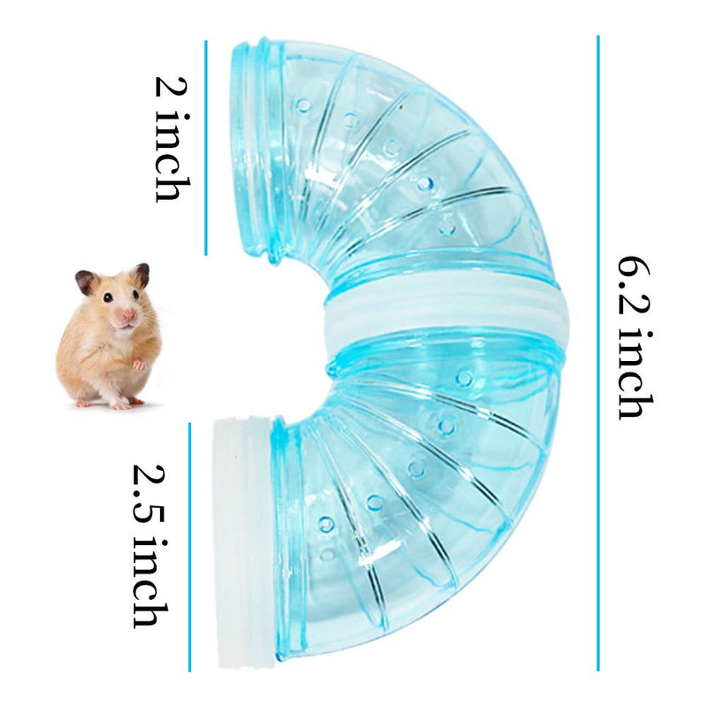 WishLotus Hamster Tubes with 2 Pipe Connection Plates, Adventure External Pipe Set Creative Transparent DIY Connection Tunnel Track to Expand Space Hamster Cage Accessories Hamster Toys Blue - PawsPlanet Australia