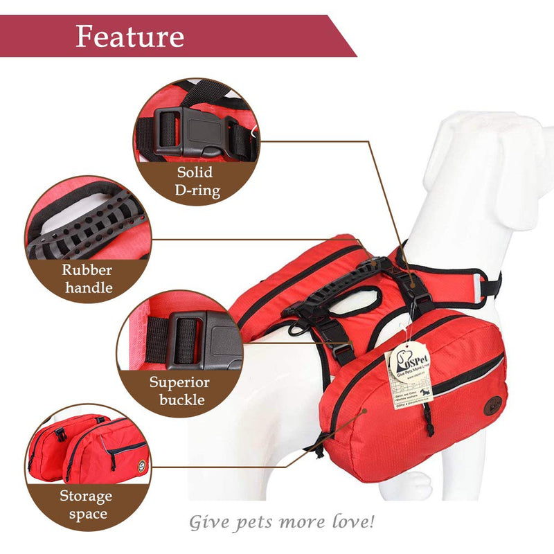 [Australia] - Saddle Bag Backpack for Large Dog, Detachable Pack Instantly Turns into Harness, Adjustable Tripper Hound Saddlebag Travel Hiking Camping Medium 