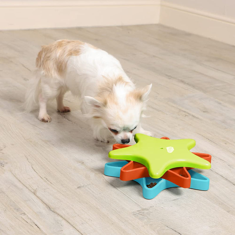 Iquities Interactive Dog Puzzle Toy, Twister Boredom Buster Treat Dispenser, Brain Training Game for Dogs, Blue Red & Green - PawsPlanet Australia